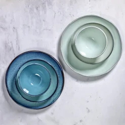 Assiette coupe plate rond bleu terre cuite Ø 22 cm Aqua - SERAX Clearance