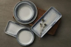 Assiette coupe plate rond bleu porcelaine vitrifiée Ø 32 cm Finca Limestone - DUDSON Hot