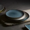 Assiette coupe plate rond bleu porcelaine vitrifiée Ø 16,5 cm Harvest - DUDSON Outlet