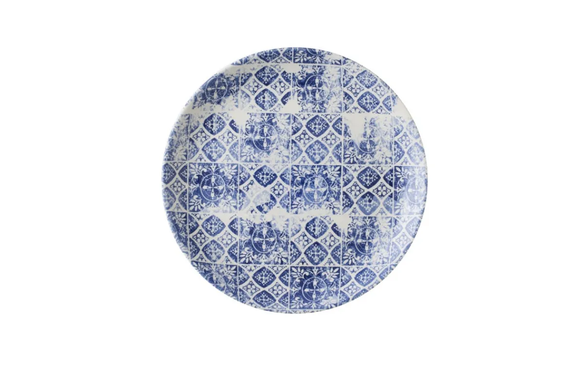 Assiette coupe plate rond bleu porcelaine vitrifiée Ø 28,8 cm Porto - DUDSON Online