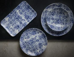 Assiette coupe plate rond bleu porcelaine vitrifiée Ø 28,8 cm Porto - DUDSON Online