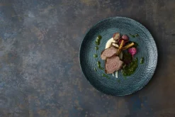 CHURCHILL Assiette coupe plate rond bleu porcelaine vitrifiée Ø 26 cm Chroma Discount