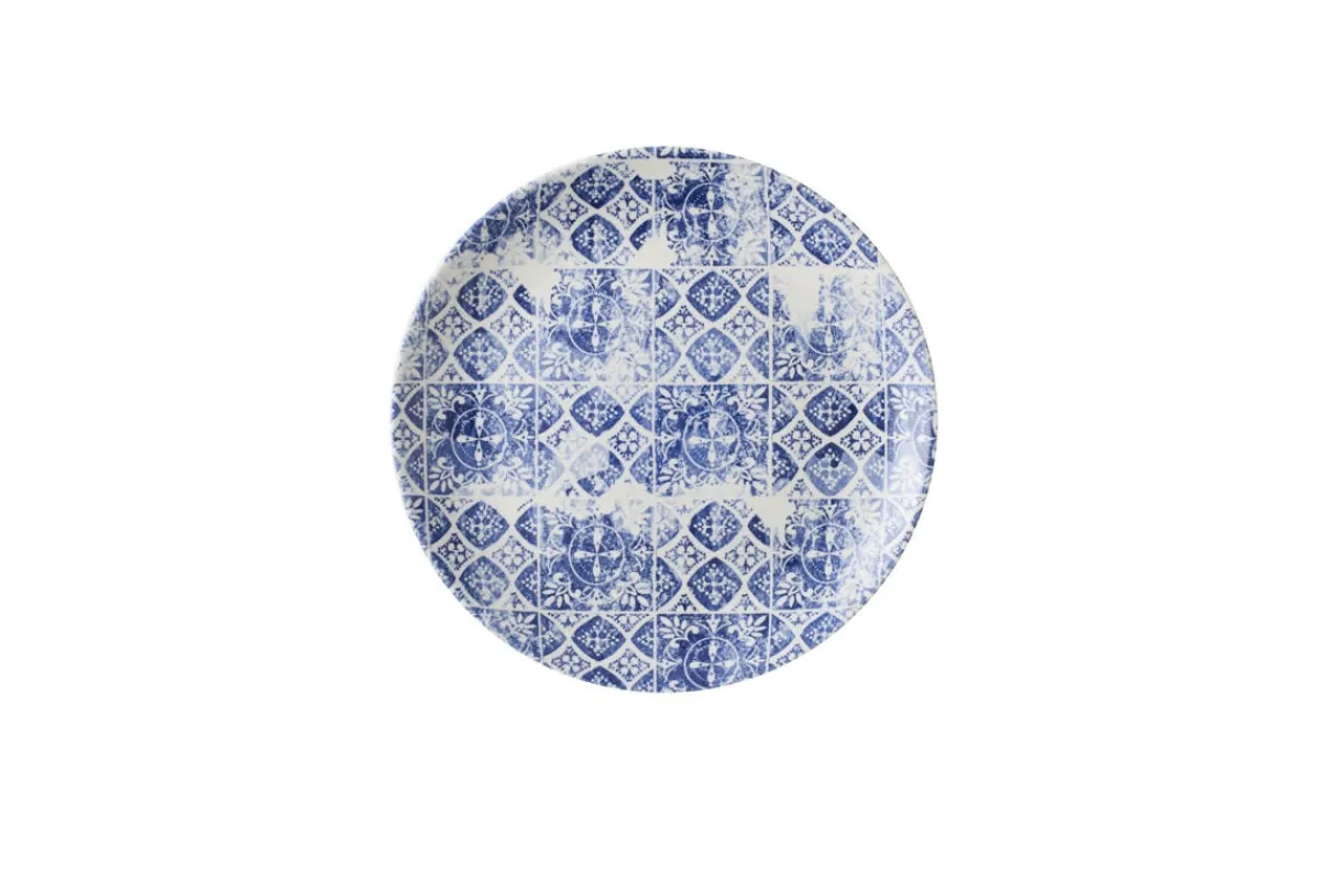 Assiette coupe plate rond bleu porcelaine vitrifiée Ø 26 cm Porto - DUDSON Discount