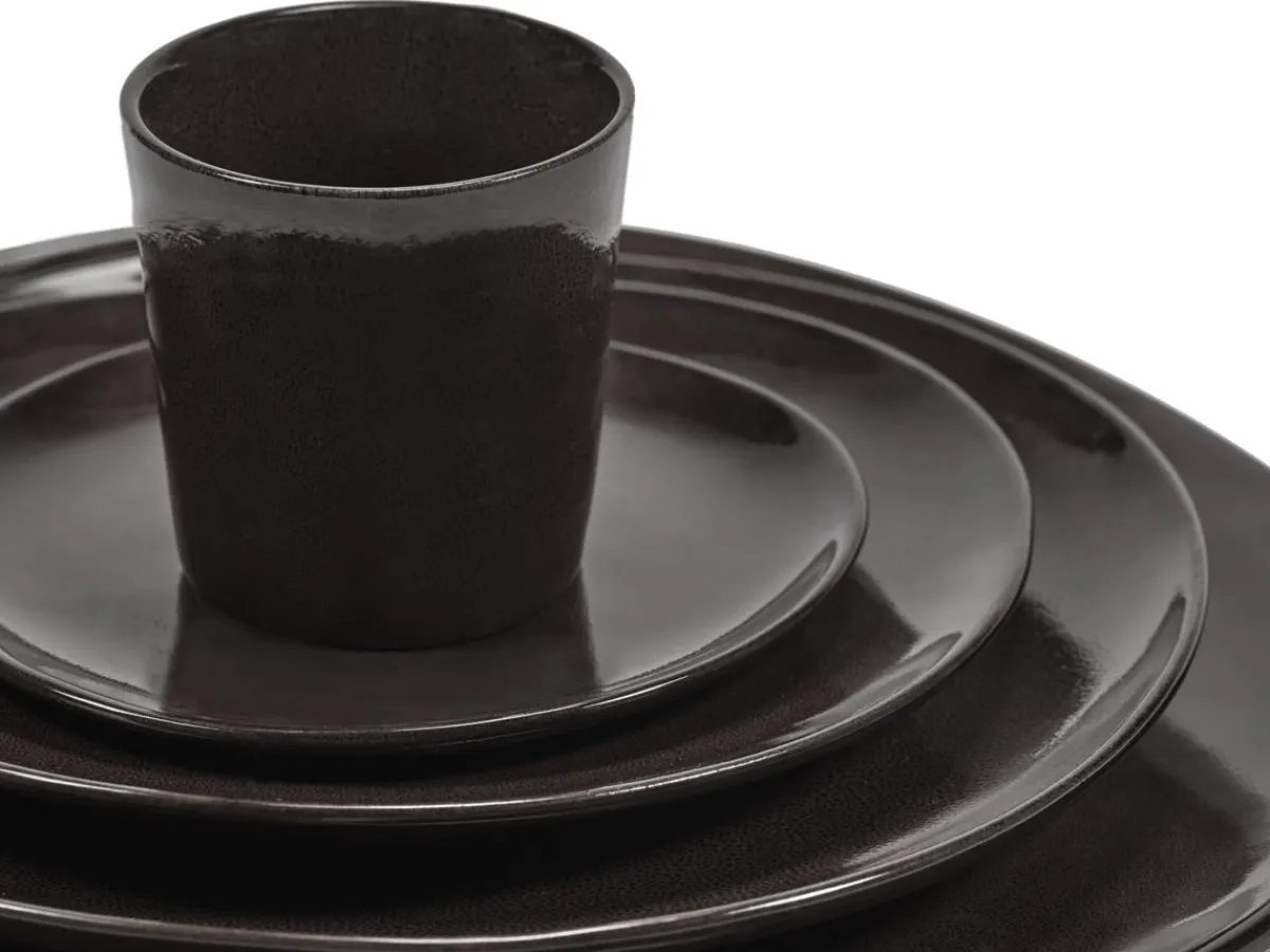 SERAX Assiette coupe plate rond ébène grès émaillé Ø 25 cm La Mère Discount