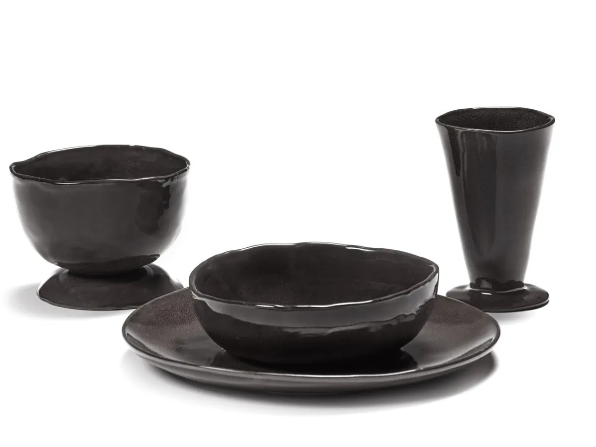 SERAX Assiette coupe plate rond ébène grès émaillé Ø 25 cm La Mère Discount