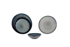 Assiette coupe plate rond gris grès émaillé Ø 27 cm Galaxy - PRO.MUNDI New