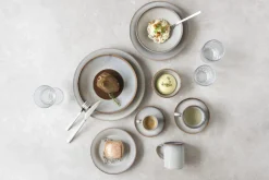 PRO.MUNDI Assiette coupe plate rond gris bleu porcelaine Ø 23,5 cm Serena Outlet