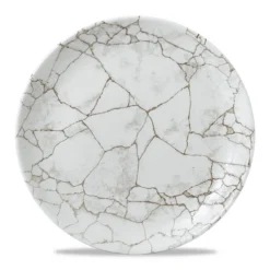 CHURCHILL Assiette coupe plate rond gris porcelaine vitrifiée Ø 28,8 cm Kintsugi Agate Grey Outlet