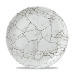 CHURCHILL Assiette coupe plate rond gris porcelaine vitrifiée Ø 26 cm Kintsugi Agate Grey Hot