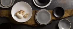Assiette coupe plate rond gris porcelaine Ø 23 cm Evo Granite - DUDSON Discount