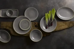 DUDSON Assiette coupe plate rond gris porcelaine Ø 32 cm Evo Granite Clearance
