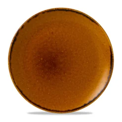 Assiette coupe plate rond marron porcelaine vitrifiée Ø 21,7 cm Harvest - DUDSON Clearance