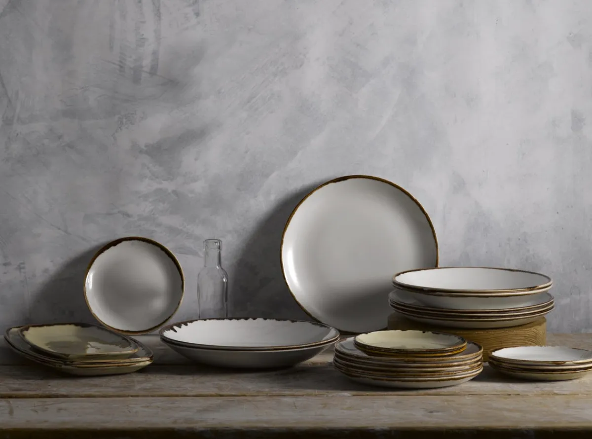 DUDSON Assiette coupe plate rond Natural porcelaine vitrifiée Ø 16,5 cm Harvest