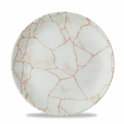 CHURCHILL Assiette coupe plate rond orange porcelaine vitrifiée Ø 21,7 cm Kintsugi Corail Discount