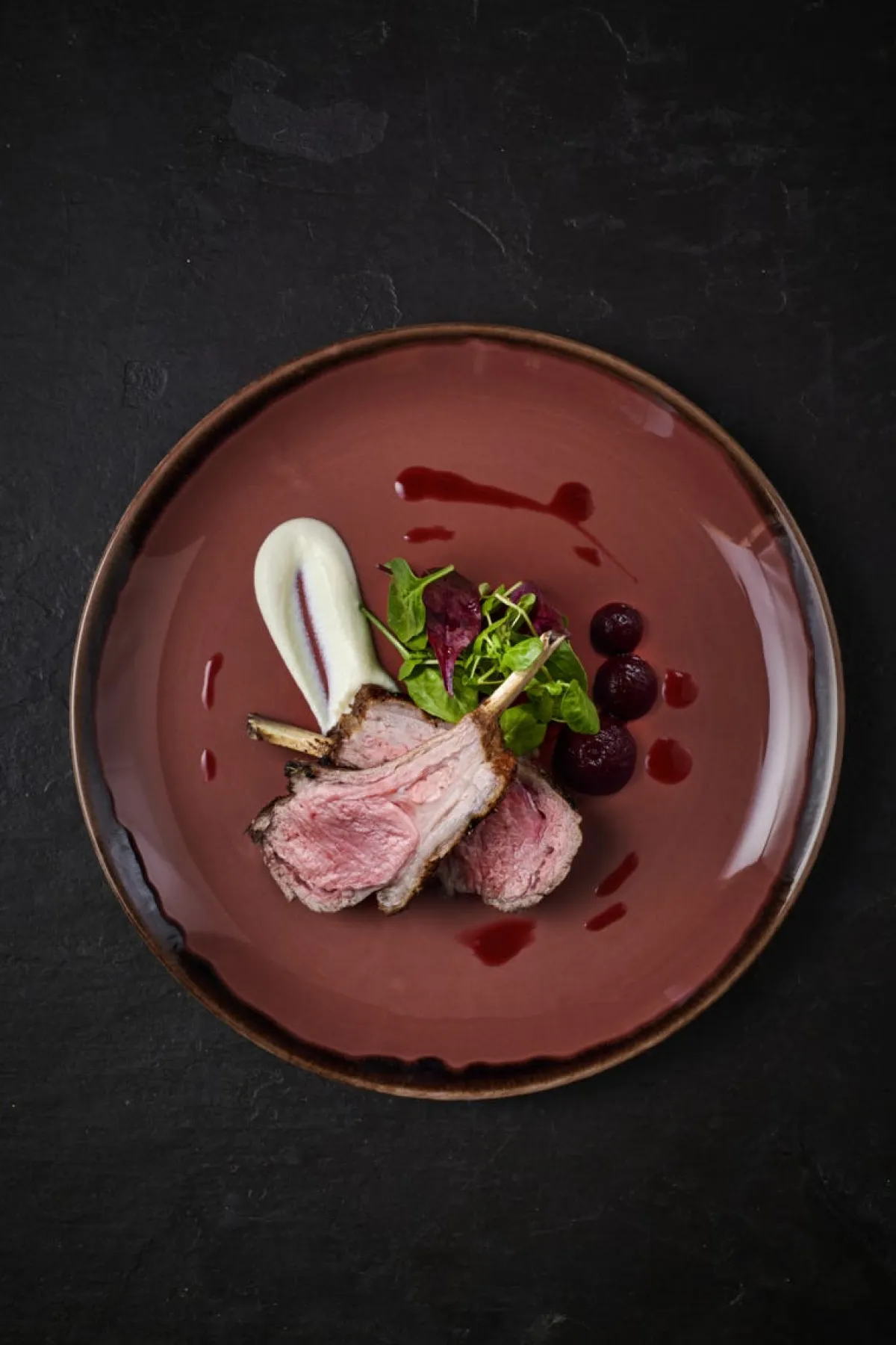 DUDSON Assiette coupe plate rond prune porcelaine vitrifiée Ø 26 cm Harvest Clearance