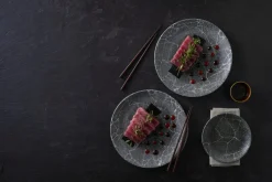 Assiette coupe plate rond Quartz Black porcelaine vitrifiée Ø 28,8 cm Kintsugi Reverse - CHURCHILL Hot