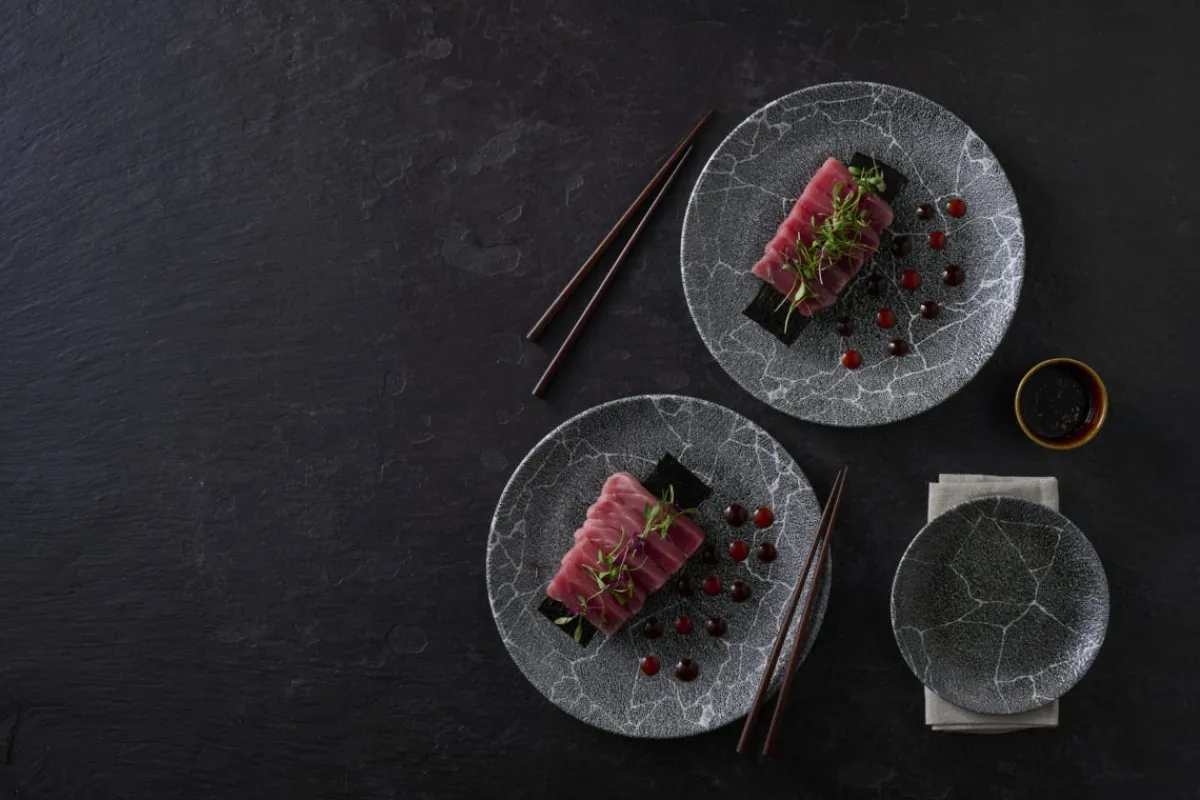 CHURCHILL Assiette coupe plate rond Quartz Black porcelaine vitrifiée Ø 26 cm Kintsugi Reverse Sale