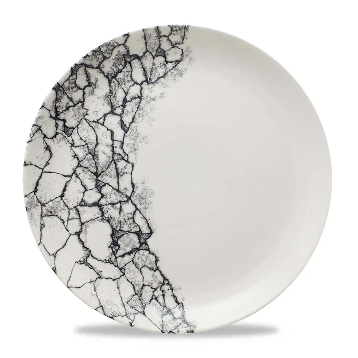 Assiette coupe plate rond Quartz Black porcelaine vitrifiée Ø 26 cm Kintsugi - CHURCHILL Hot