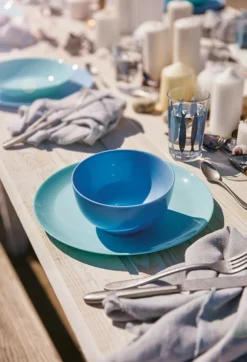Assiette coupe plate rond turquoise verre opal Ø 25 cm Diwali - LUMINARC