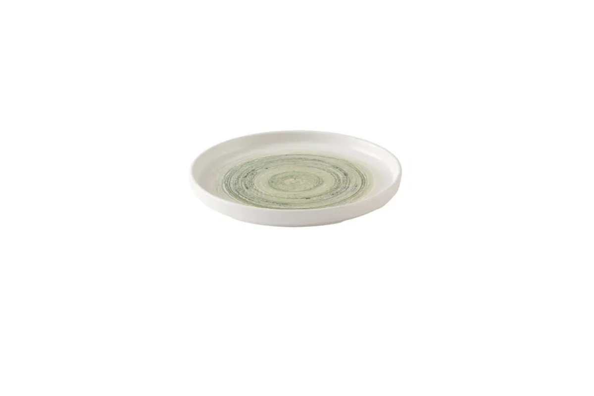 Assiette coupe plate rond vert porcelaine vitrifiée Ø 16 cm Elements Fern - CHURCHILL Online