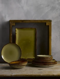 Assiette coupe plate rond vert porcelaine vitrifiée Ø 28,8 cm Harvest - DUDSON Clearance