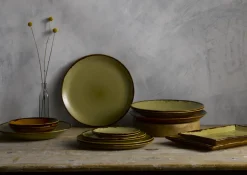 Assiette coupe plate rond vert porcelaine vitrifiée Ø 28,8 cm Harvest - DUDSON Clearance