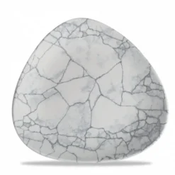 Assiette coupe plate triangulaire gris porcelaine vitrifiée Ø 26,5 cm 26,5x26,5 cm Kintsugi Pearl Grey - CHURCHILL Hot