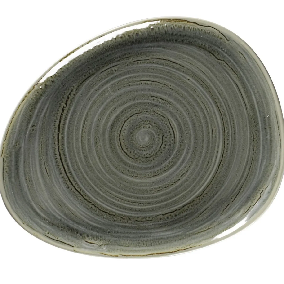 Assiette coupe plate triangulaire Peridot porcelaine vitrifiée 27,9x22,4 cm stone Spot - RAK Best