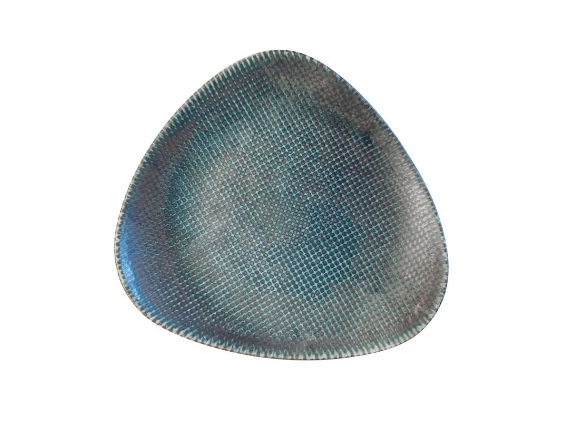 Assiette coupe plate triangulaire bleu porcelaine vitrifiée 26,5x26,5 cm Astro - CHURCHILL Clearance