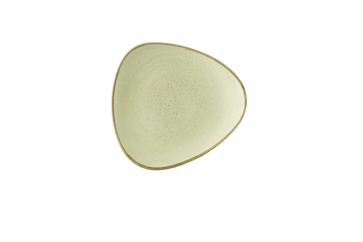 CHURCHILL Assiette coupe plate triangulaire Raw Green porcelaine vitrifiée 26,5x26,5 cm Stonecast Raw Outlet