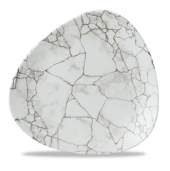 Assiette coupe plate triangulaire gris porcelaine vitrifiée Ø 26,5 cm 26,5x26,5 cm Kintsugi Agate Grey - CHURCHILL Discount