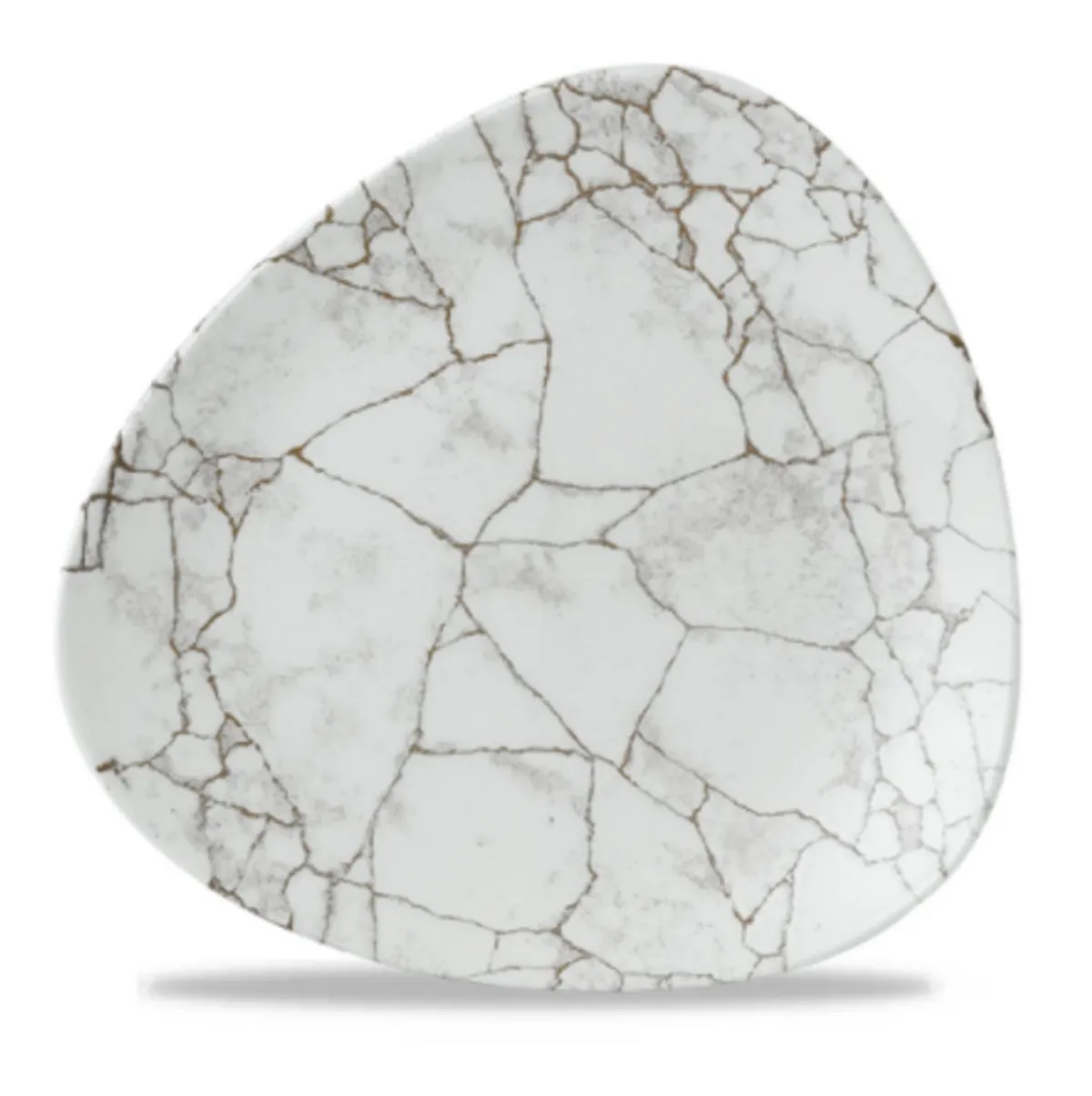 Assiette coupe plate triangulaire gris porcelaine vitrifiée Ø 26,5 cm 26,5x26,5 cm Kintsugi Agate Grey - CHURCHILL Discount