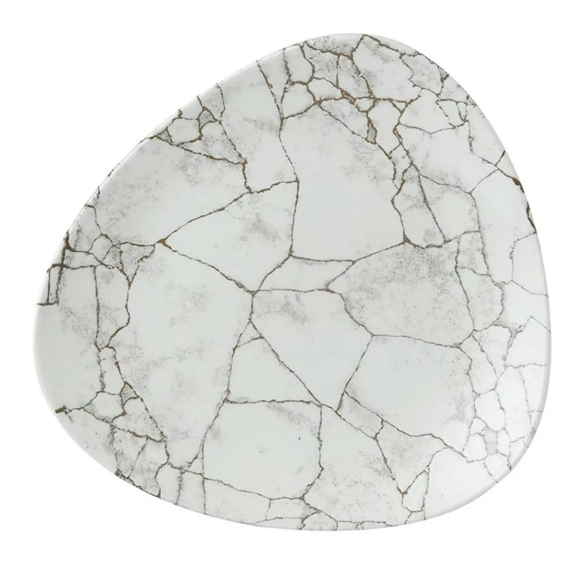 CHURCHILL Assiette coupe plate triangulaire gris porcelaine vitrifiée 23,5x23,5 cm Kintsugi Agate Grey Best