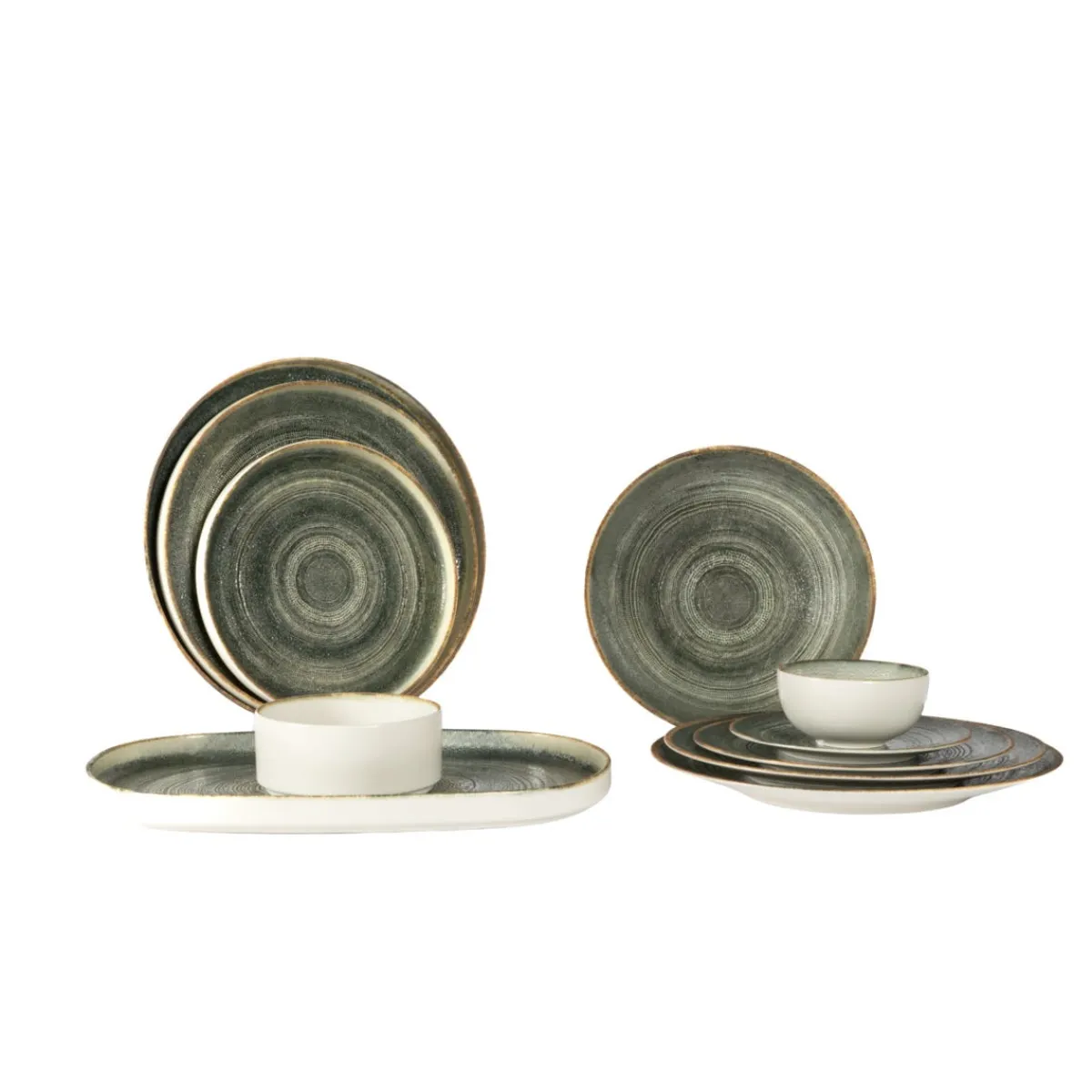 PRO.MUNDI Assiette coupe rond gris anthracite porcelaine Ø 27 cm Terra Online