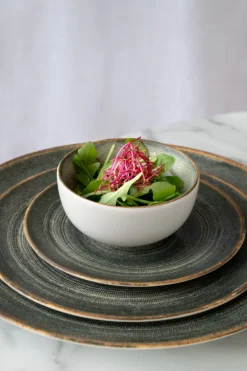 Assiette coupe rond gris anthracite porcelaine Ø 16 cm Terra - PRO.MUNDI New