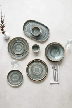 Assiette coupe rond gris anthracite porcelaine Ø 25 cm Terra - PRO.MUNDI Sale