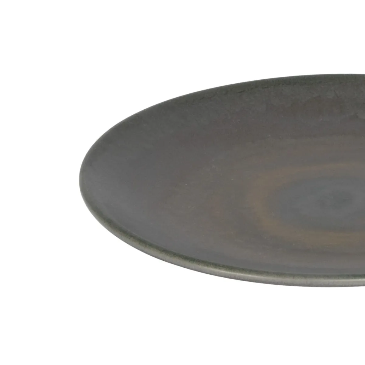 ACCOLADE Assiette coupe rond gris brun grès émaillé Ø 17 cm Enigma Discount