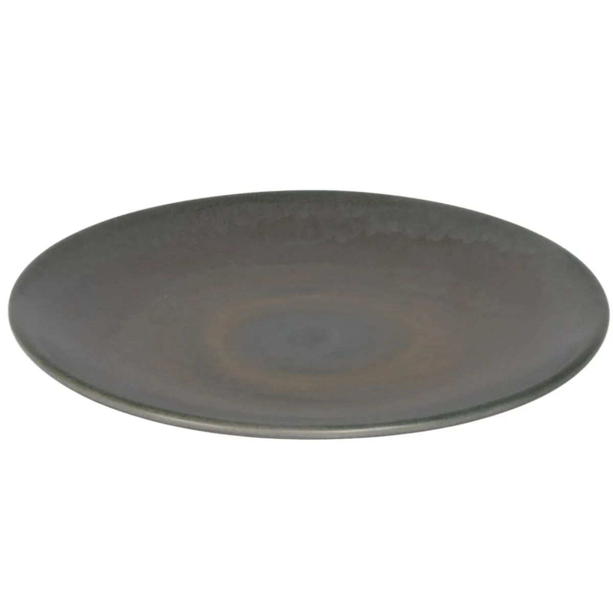 ACCOLADE Assiette coupe rond gris brun grès émaillé Ø 17 cm Enigma Discount