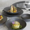 ACCOLADE Assiette coupe rond gris brun grès émaillé Ø 21 cm Enigma Online