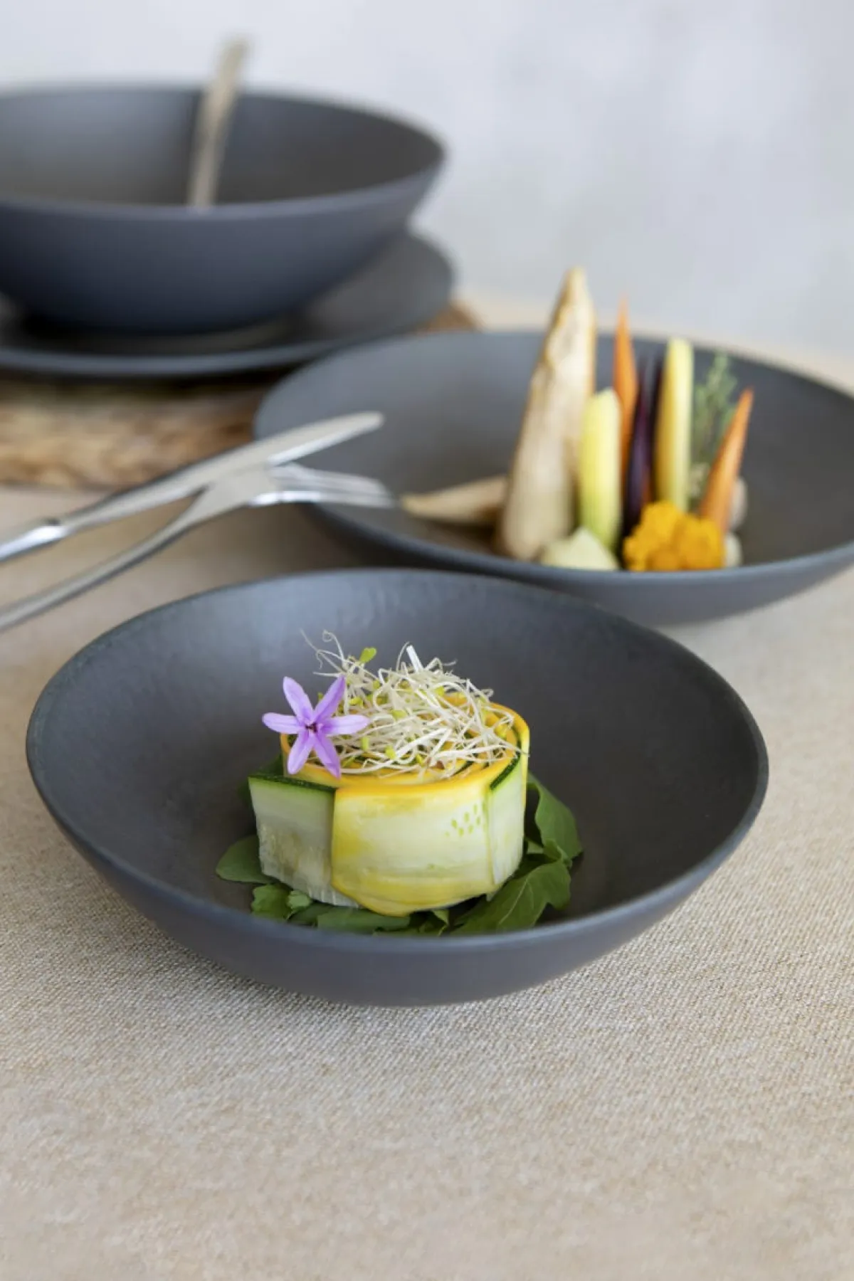 ACCOLADE Assiette coupe rond gris brun grès émaillé Ø 21 cm Enigma Online