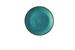 CHURCHILL Assiette coupe rond Raw Teal porcelaine vitrifiée Ø 21,7 cm Stonecast Raw