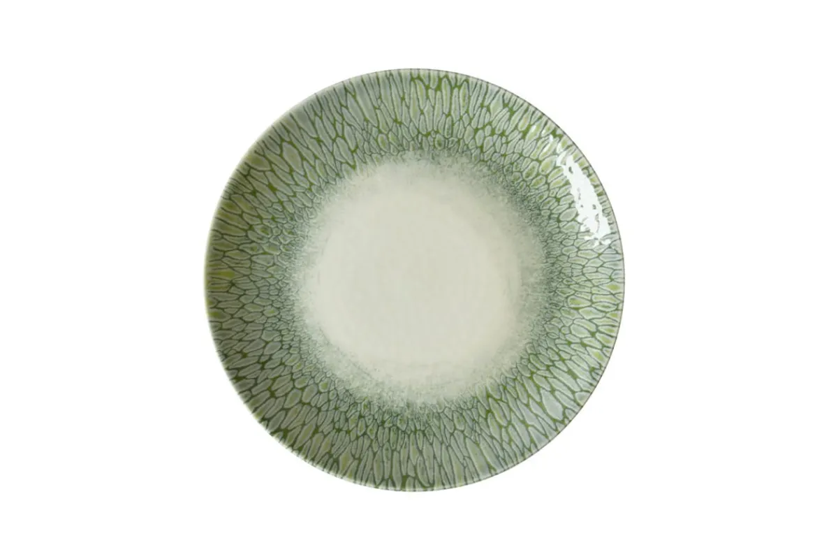 Assiette coupe vert porcelaine vitrifiée Ø 21,7 cm Butterfly - DUDSON Discount