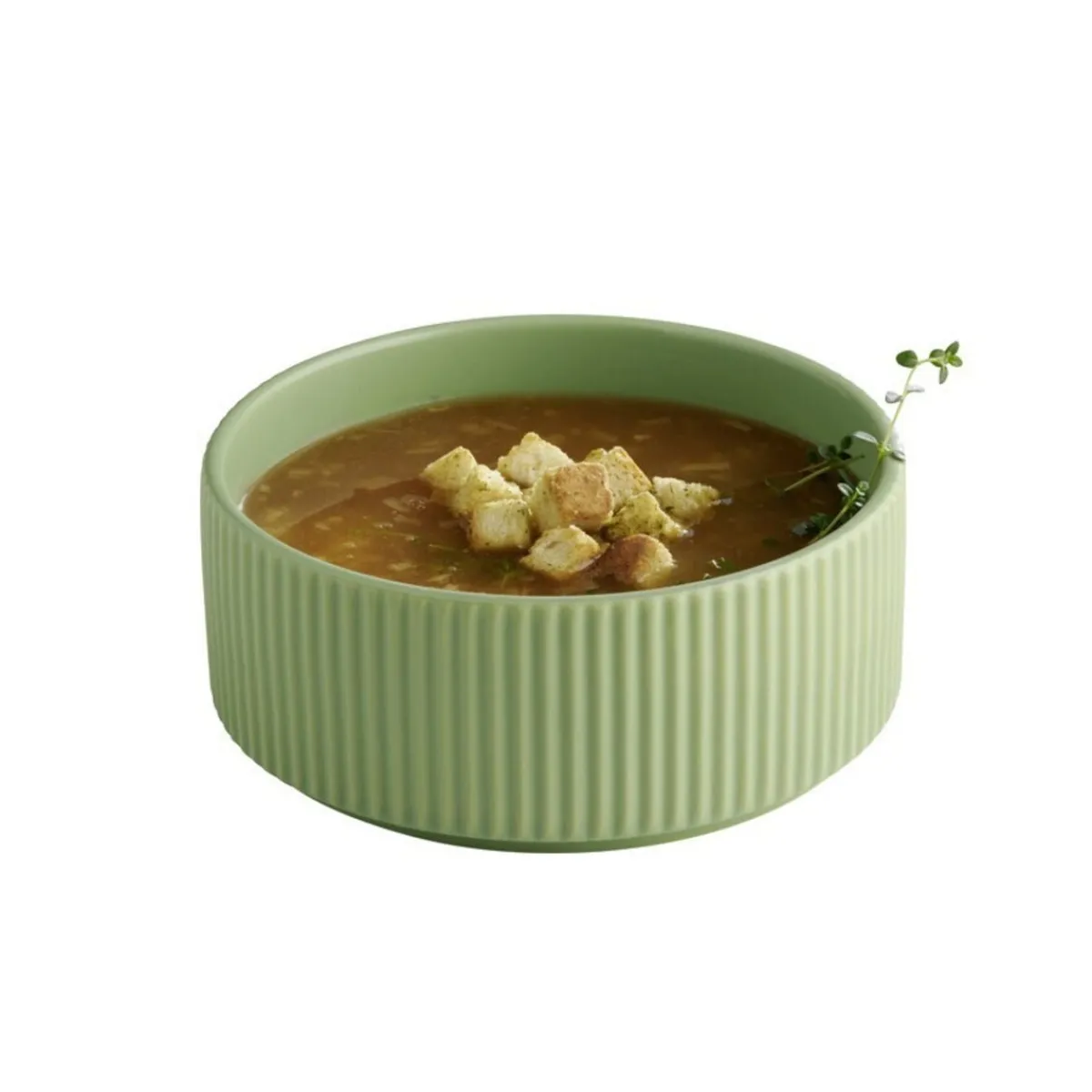 APS Assiette creuse bord droit rond vert porcelaine Ø 14 cm The Grid Best