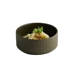 Assiette creuse bord droit rond marron porcelaine Ø 14 cm The Grid - APS Online