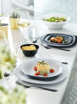 Assiette creuse carré blanc verre opal 22,8x22,8 cm Carine - LUMINARC Online
