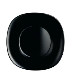 LUMINARC Assiette creuse carré noir verre trempé 21x21 cm Carine Hot