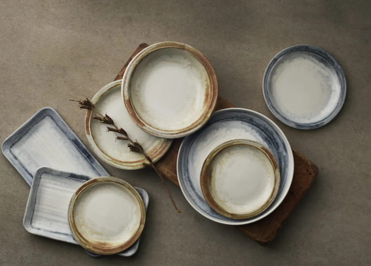 DUDSON Assiette creuse organique beige porcelaine vitrifiée Ø 28 cm Finca Sanstone Hot