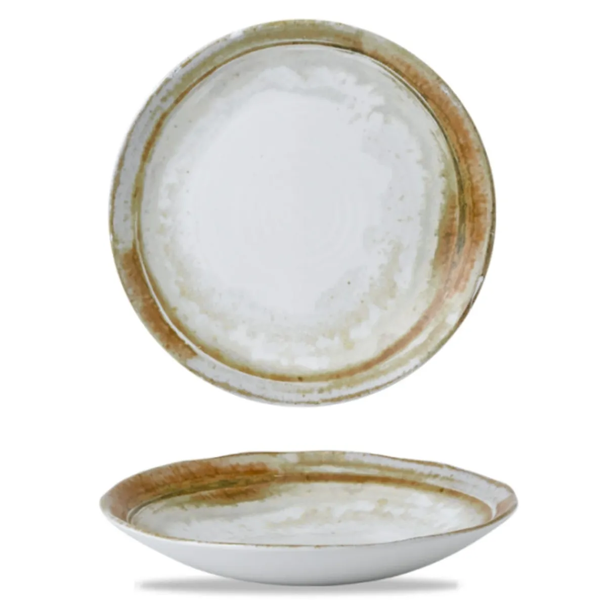 DUDSON Assiette creuse organique beige porcelaine vitrifiée Ø 28 cm Finca Sanstone Hot