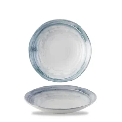 DUDSON Assiette creuse organique bleu porcelaine vitrifiée Ø 25 cm Finca Limestone Discount