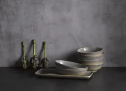 DUDSON Assiette creuse ovale gris porcelaine 26,7x19,7 cm Evo Granite Outlet